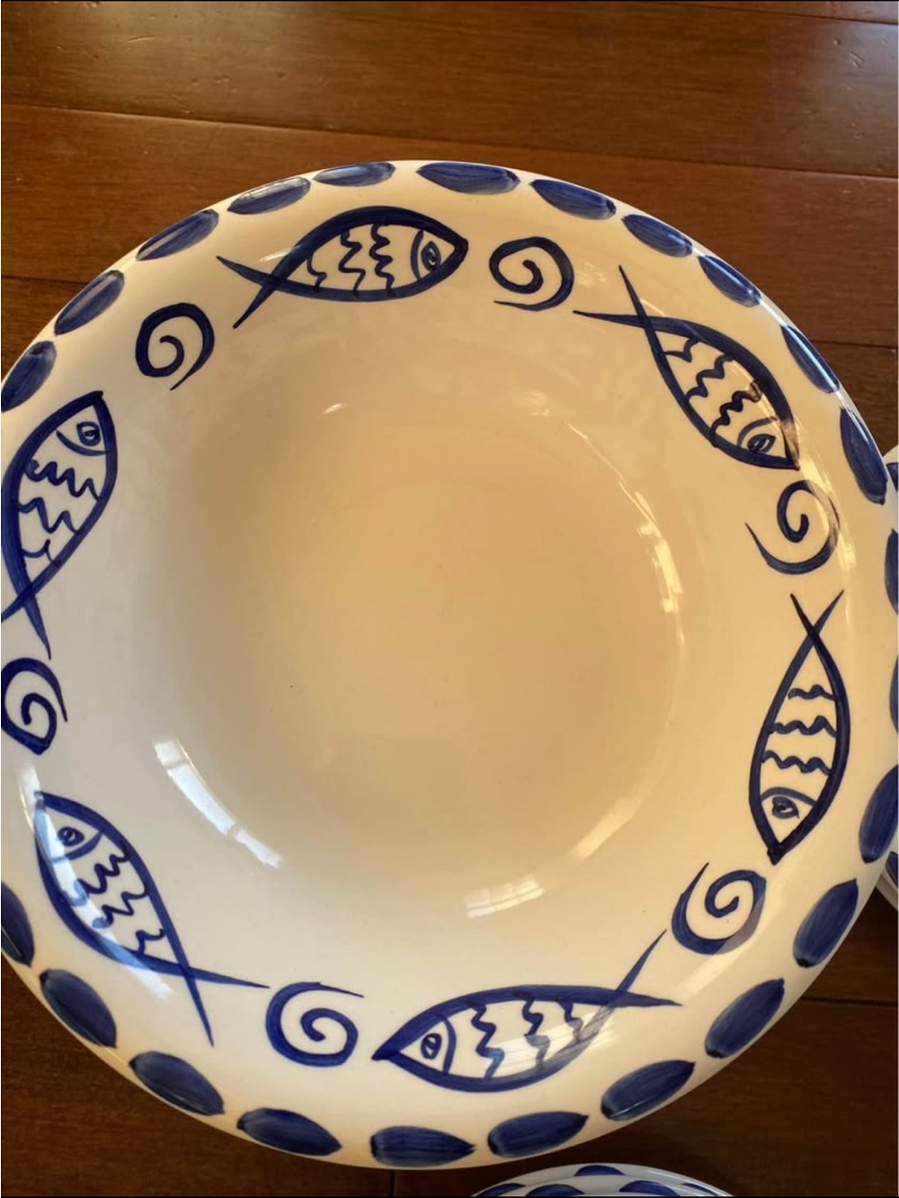 Stoneage Pescada Hand Painted Blue Fish By Carleen Gaby bowls cups & saucers - Picture 7 of 10